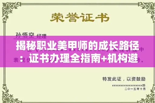 昆明揭秘职业美甲师的成长路径:证书办理全指南+机构避坑攻略