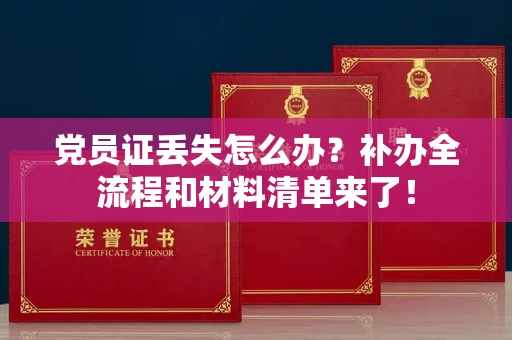昆明党员证丢失怎么办？补办全流程和材料清单来了！